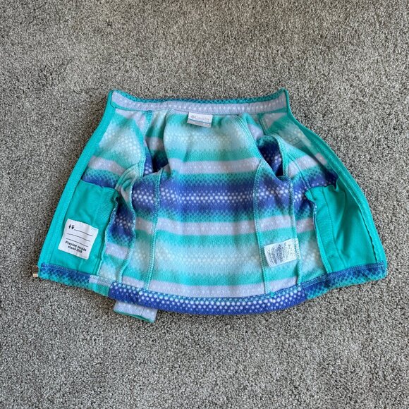 COLUMBIA Toddler fleece jacket, Full zip, Size 12-18 mo, Teal, Blue, Gray, White - Picture 4 of 7